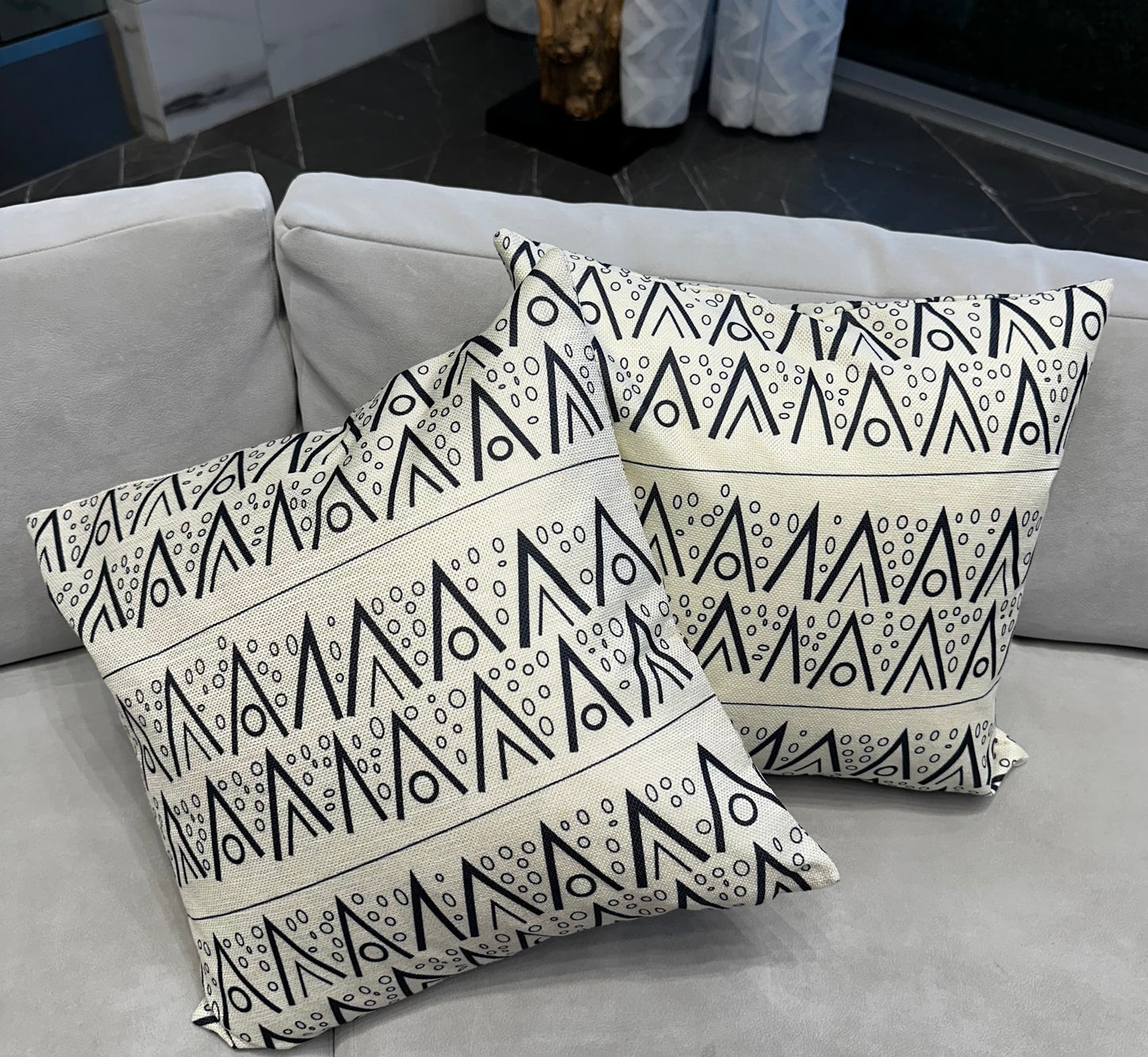 White & Black Throw Pillow