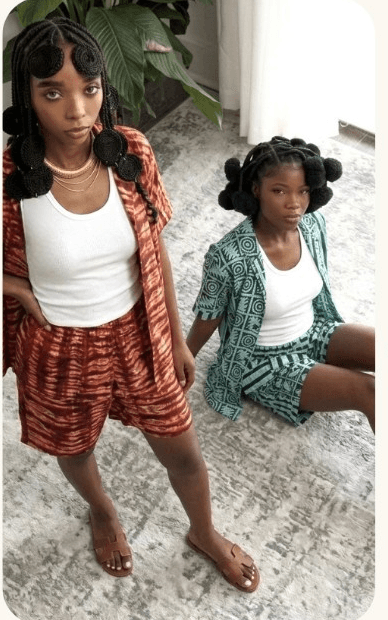 Models wearing matching Kampala two-piece sets